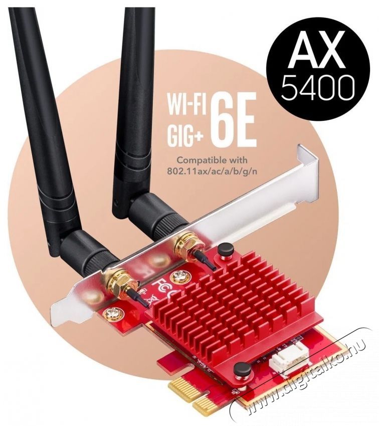 CUDY AX5400 Wi-Fi 6E PCI Express PCI Adapter Iroda &eacute;s sz&aacute;m&iacute;t&aacute;stechnika - H&aacute;l&oacute;zat - H&aacute;l&oacute;zati kieg&eacute;sz&iacute;tő - 532531