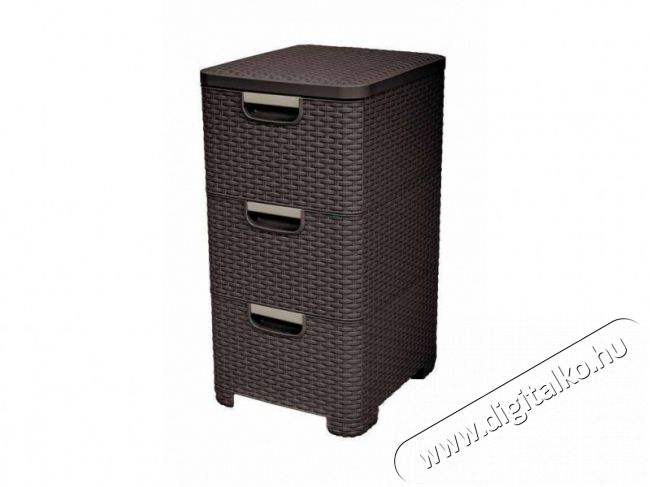 Curver style rattan 3 fiókos szekrény - sötétbarna Háztartás / Otthon / Kültér - Kültér / kerti termék / grill - Kerti bútor - 379760