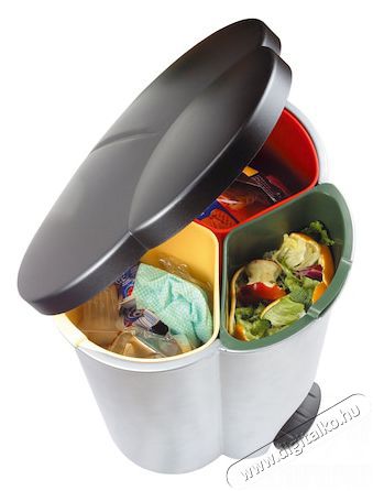 Curver TRIO szelektív szemetes 2x17L + 6L - metál ezüst Háztartás / Otthon / Kültér - Lakásfelszerelés - Szemetes - 379757