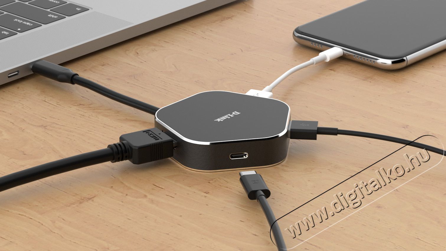 D-Link 4 az 1-ben USB-C HUB  Iroda és számítástechnika - Notebook kiegészítő - USB hub / elosztó - 372156