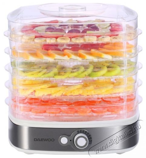 Daewoo DD450W aszal&oacute;g&eacute;p, 500 W, 5 t&aacute;lca, 35-70  C, be&eacute;p&iacute;tett ventil&aacute;tor, feh&eacute;r/lila Konyhai term&eacute;kek - Konyhai kisg&eacute;p (s&uuml;t&eacute;s / főz&eacute;s / hűt&eacute;s / &eacute;telk&eacute;sz&iacute;t&eacute;s) - Gy&uuml;m&ouml;lcsaszal&oacute; - 533193