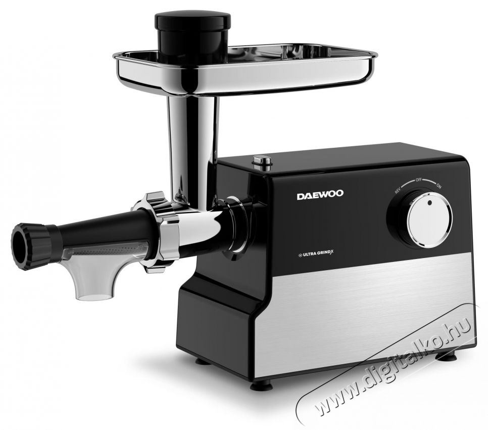 Daewoo DMG2000DC h&uacute;sdar&aacute;l&oacute;, 2000 W, 2,5 kg/perc, 3 v&aacute;g&oacute;t&aacute;rcsa, paradicsoml&eacute; + kolb&aacute;sz tartoz&eacute;kok, rozsdamentes ac&eacute;l penge, bolyg&oacute; funkci&oacute;, l. v&eacute;delmi oszt&aacute;ly, Fekete/ez&uuml;st Konyhai term&eacute;kek - Konyhai kisg&eacute;p (elők&eacute;sz&iacute;t&eacute;s / feldolgoz&aacute;s) - H&uacute;sdar&aacute;l&oacute; - 533191