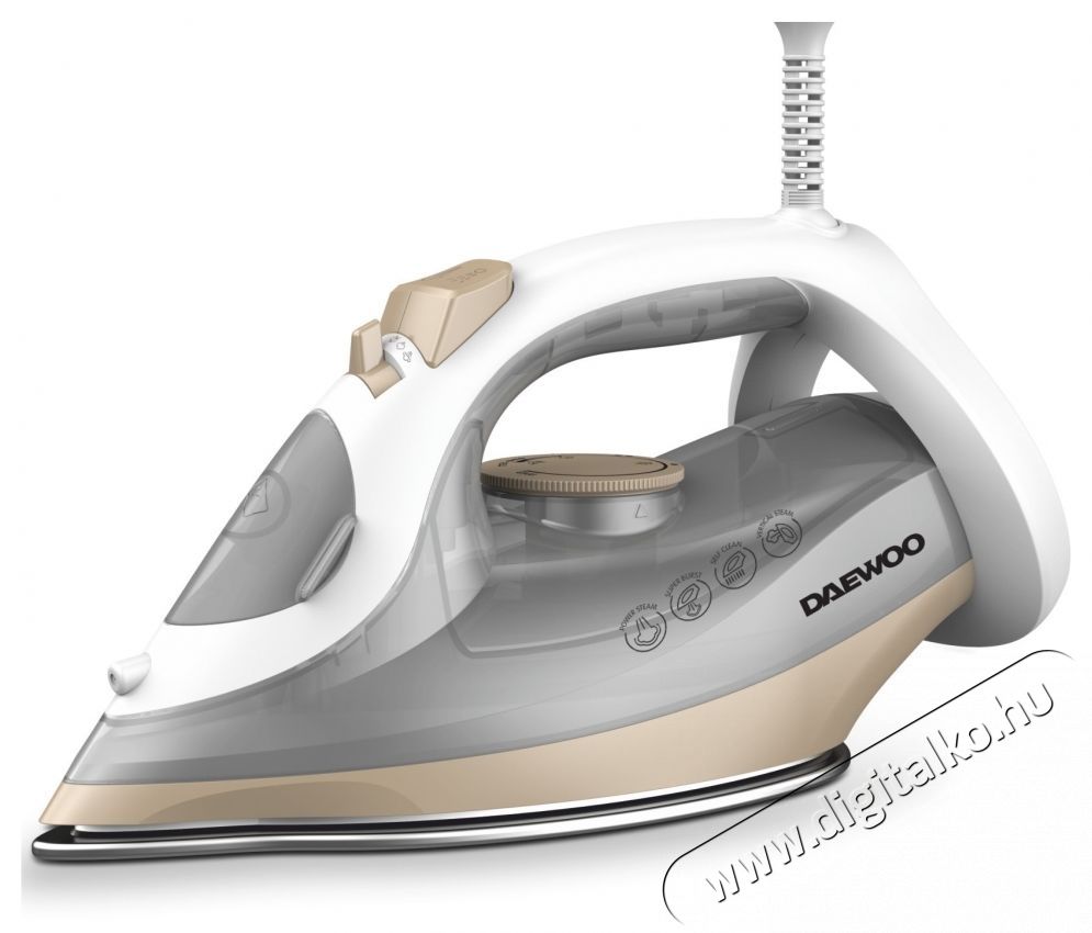 Daewoo DSI2400 vasal&oacute;, 2400 W, ker&aacute;mia vasal&oacute;talp, erős gőzsug&aacute;r 30 g/perc, f&uuml;ggőleges gőz&ouml;l&eacute;s, &ouml;ntiszt&iacute;t&oacute;, cs&ouml;p&ouml;g&eacute;sg&aacute;tl&oacute;, v&iacute;zkőmentes&iacute;tő, 300 ml-es tart&aacute;lykapacit&aacute;s, feh&eacute;r/b&eacute;zs H&aacute;ztart&aacute;s / Otthon / K&uuml;lt&eacute;r - Vasal&oacute; - Gőz&aacute;llom&aacute;s - 533202