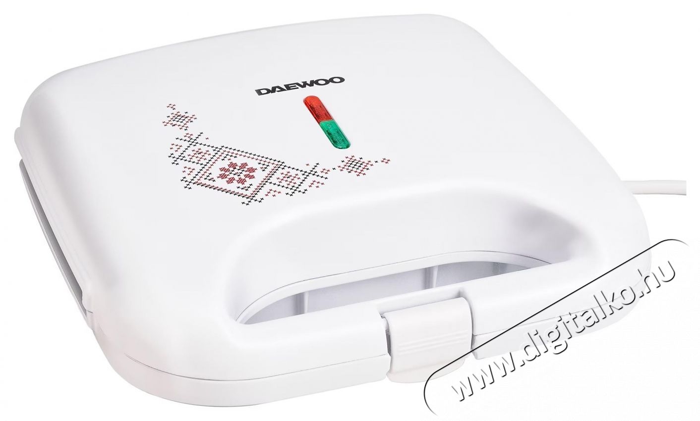 Daewoo szendvicss&uuml;tő, hagyom&aacute;nyos kivitel, tapad&aacute;smentes lapok, termoszt&aacute;t, CoolTouch, Feh&eacute;r Konyhai term&eacute;kek - Konyhai kisg&eacute;p (s&uuml;t&eacute;s / főz&eacute;s / hűt&eacute;s / &eacute;telk&eacute;sz&iacute;t&eacute;s) - Melegszendvics / gofri s&uuml;tő - 533198