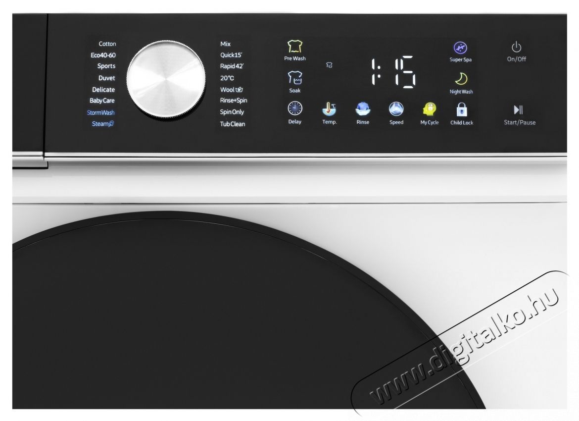 Daewoo mos&oacute;g&eacute;p, 9 kg, Inverter motor, 1400 rpm, 16 program, &Eacute;rintőgombok, Fekete kezelőpanel sz&iacute;nes ikonokkal, Fekete dupla ajt&oacute; (PC bor&iacute;t&aacute;s), A energiaoszt&aacute;ly, Feh&eacute;r H&aacute;ztart&aacute;s / Otthon / K&uuml;lt&eacute;r - Mos&oacute;g&eacute;p / sz&aacute;r&iacute;t&oacute;g&eacute;p - El&ouml;lt&ouml;ltős norm&aacute;l (60cm-ig) mos&oacute;g&eacute;p - 536354