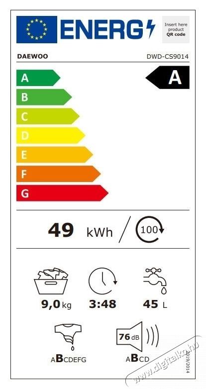 Daewoo mos&oacute;g&eacute;p, 9 kg, Inverter motor, 1400 rpm, 16 program, &Eacute;rintőgombok, Fekete kezelőpanel sz&iacute;nes ikonokkal, Fekete dupla ajt&oacute; (PC bor&iacute;t&aacute;s), A energiaoszt&aacute;ly, Feh&eacute;r H&aacute;ztart&aacute;s / Otthon / K&uuml;lt&eacute;r - Mos&oacute;g&eacute;p / sz&aacute;r&iacute;t&oacute;g&eacute;p - El&ouml;lt&ouml;ltős norm&aacute;l (60cm-ig) mos&oacute;g&eacute;p - 536354