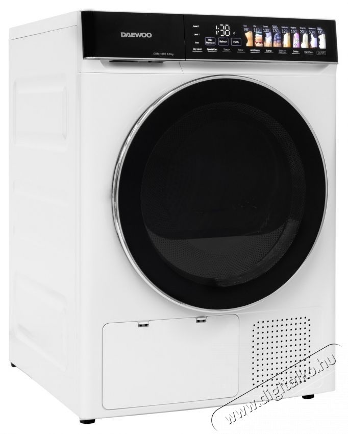 Daewoo sz&aacute;r&iacute;t&oacute;g&eacute;p, 9 kg, Hőszivatty&uacute;, &Eacute;rintővez&eacute;rl&eacute;s, Fekete panel sz&iacute;nes ikonokkal, Fekete dupla ajt&oacute; kr&oacute;mgyűrűvel, E energiaoszt&aacute;ly, Feh&eacute;r H&aacute;ztart&aacute;s / Otthon / K&uuml;lt&eacute;r - Mos&oacute;g&eacute;p / sz&aacute;r&iacute;t&oacute;g&eacute;p - Sz&aacute;r&iacute;t&oacute;g&eacute;p - 536359