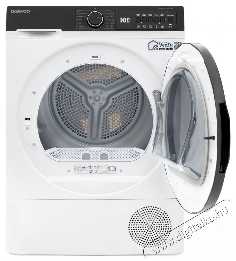 Daewoo DDR-XV9A/C hőszivatty&uacute;s sz&aacute;r&iacute;t&oacute;g&eacute;p, 9 kg, C energiaoszt&aacute;ly, Wi-fi funkci&oacute;, kivitel: Fekete T2 panel + fekete XXL ajt&oacute;, feh&eacute;r H&aacute;ztart&aacute;s / Otthon / K&uuml;lt&eacute;r - Mos&oacute;g&eacute;p / sz&aacute;r&iacute;t&oacute;g&eacute;p - Sz&aacute;r&iacute;t&oacute;g&eacute;p - 536361