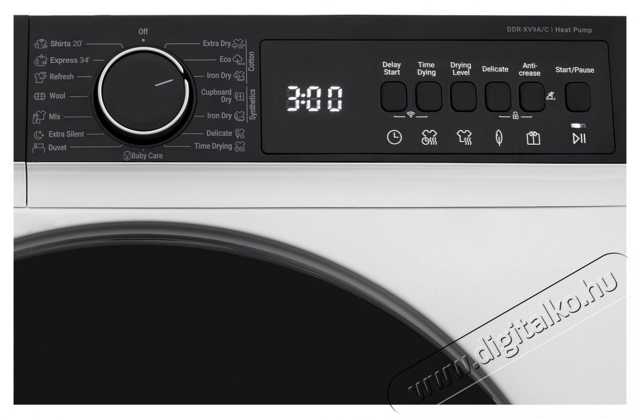 Daewoo DDR-XV9A/C hőszivatty&uacute;s sz&aacute;r&iacute;t&oacute;g&eacute;p, 9 kg, C energiaoszt&aacute;ly, Wi-fi funkci&oacute;, kivitel: Fekete T2 panel + fekete XXL ajt&oacute;, feh&eacute;r H&aacute;ztart&aacute;s / Otthon / K&uuml;lt&eacute;r - Mos&oacute;g&eacute;p / sz&aacute;r&iacute;t&oacute;g&eacute;p - Sz&aacute;r&iacute;t&oacute;g&eacute;p - 536361