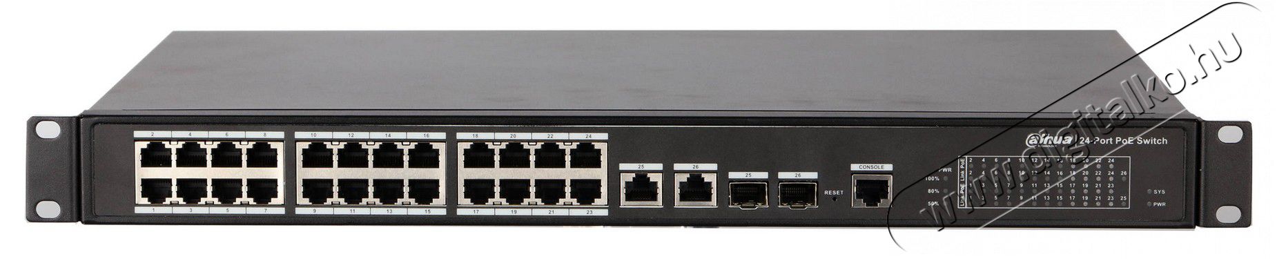 Dahua PFS4226-24ET-240 24port 10/100Mbps LAN PoE/PoE+ (240W) menedzselhető switch Iroda és számítástechnika - Hálózat - Switch - 332492