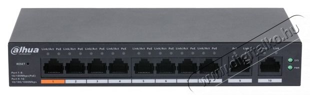 Dahua CS4010-8ET-60 8x10/100 Mbps PoE + 2x1 Gbps uplink/60W/Cloud Managed PoE Switch Iroda &eacute;s sz&aacute;m&iacute;t&aacute;stechnika - H&aacute;l&oacute;zat - Switch - 514529