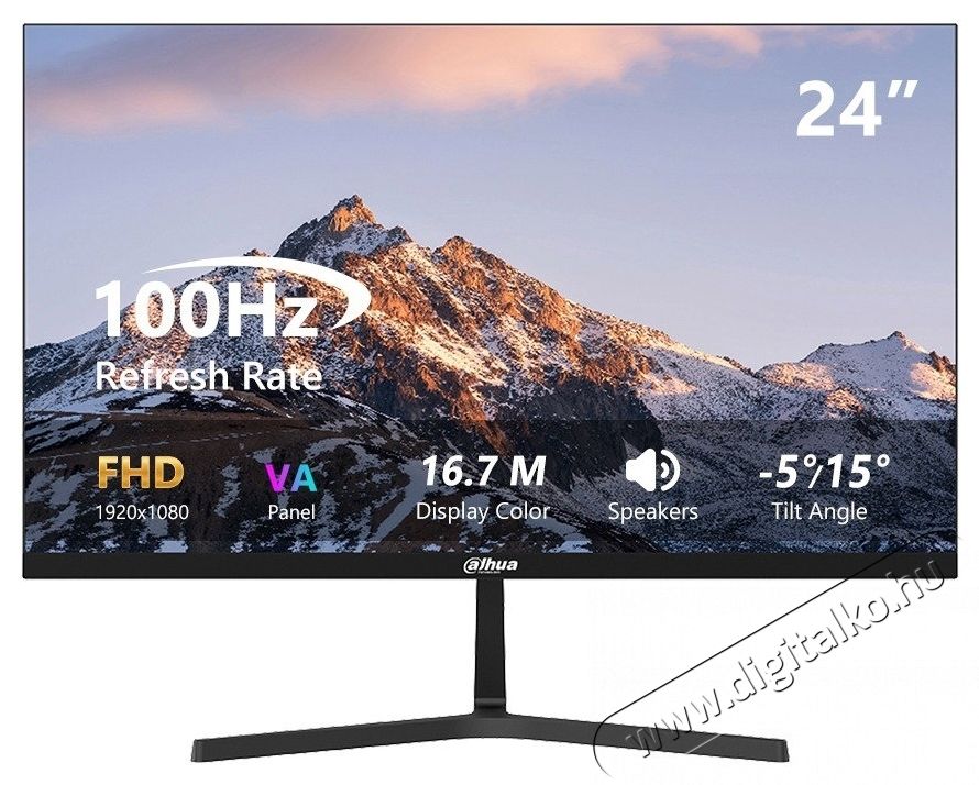 Dahua LM24-B200S 23.8  VA LED monitor, Full HD (1920x1080), 100Hz, 5ms, HDMI, VGA, 1Wx2 hangsz&oacute;r&oacute;, Fekete Iroda &eacute;s sz&aacute;m&iacute;t&aacute;stechnika - Monitor - Monitor - 533225