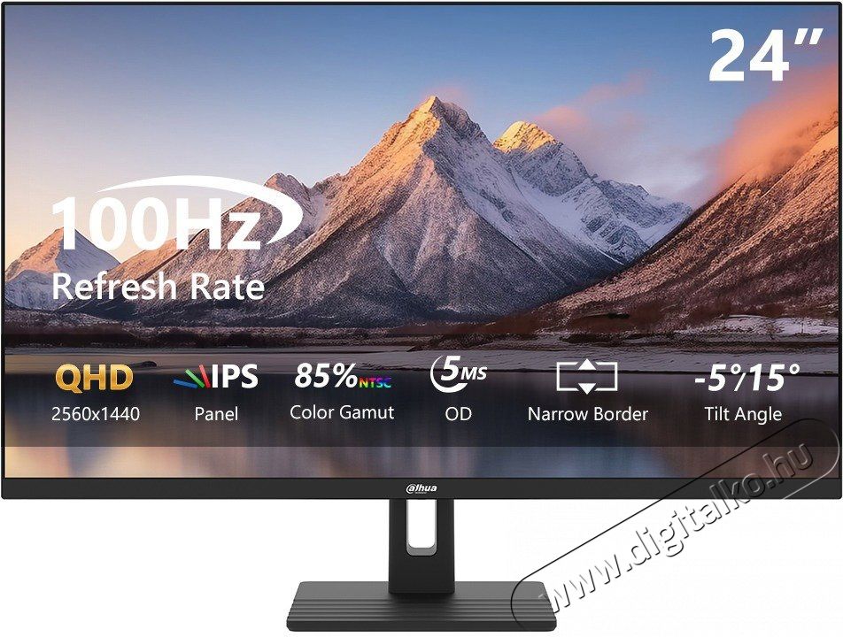 Dahua LM24-C301B monitor, 23.8 , 100 Hz, QHD, IPS, 5ms, HDMI, 1xAudio out, VESA 75x75 mm, Fekete Iroda &eacute;s sz&aacute;m&iacute;t&aacute;stechnika - Monitor - Monitor - 533234