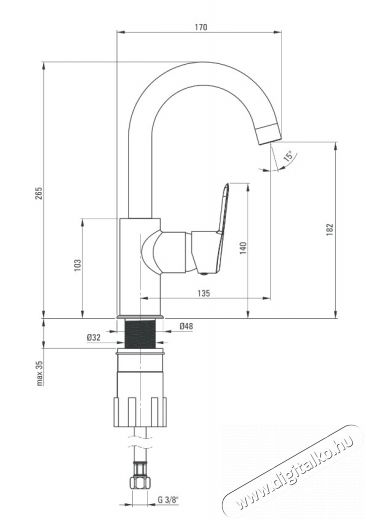 Deante BQA 024M Egykaros keverő mosogató csaptelep Konyhai termékek - Mosogató - Mosogató csaptelep - 372296