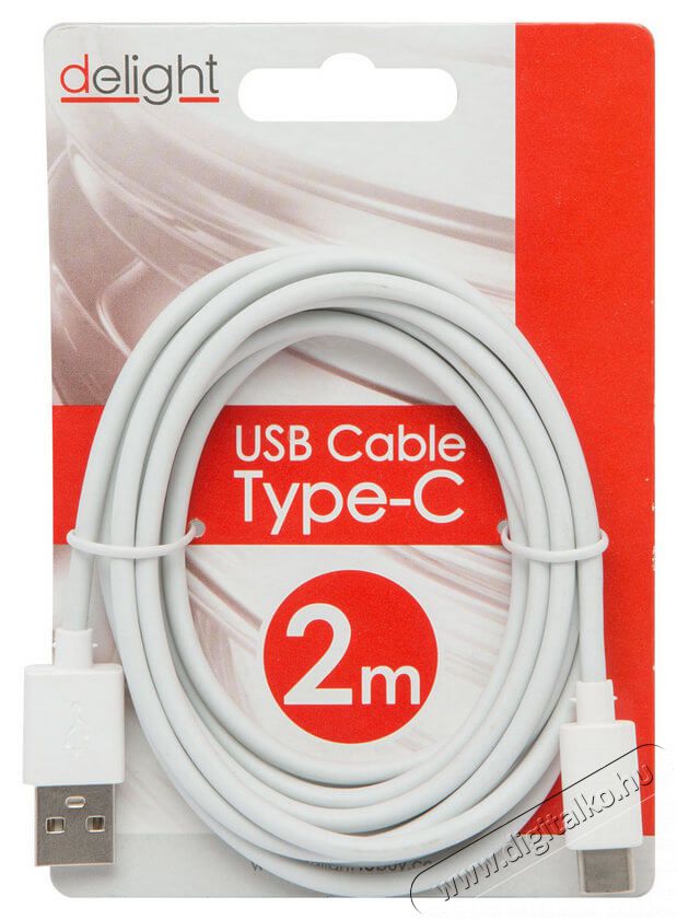 Delight 2m USB Type-C adatkábel - fehér Tv kiegészítők - Kábel / csatlakozó - USB kábel - 369086