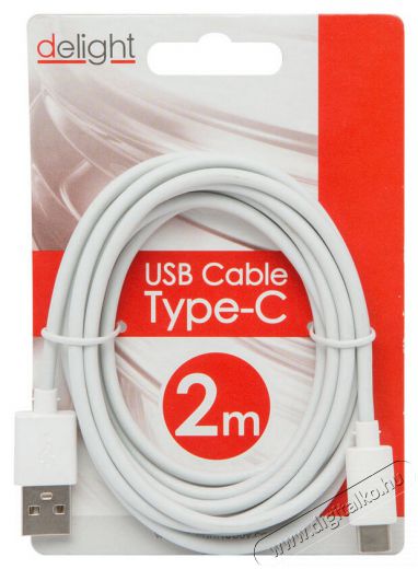 Delight 2m USB Type-C adatkábel - fehér Tv kiegészítők - Kábel / csatlakozó - USB kábel - 369086