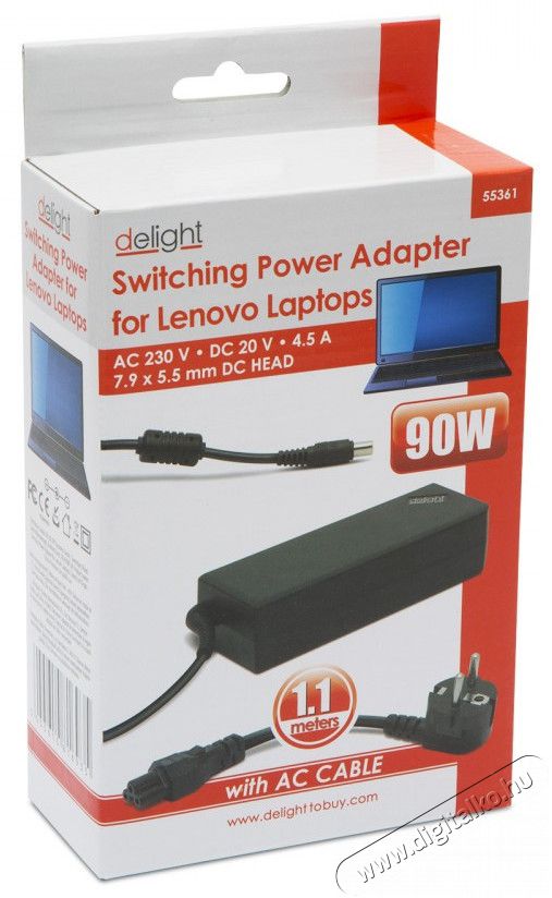 Delight 55364 Univerzális Lenovo laptop/notebook töltő adapter tápkábellel Iroda és számítástechnika - Notebook kiegészítő - Notebook töltő / hálózati adapter - 369102
