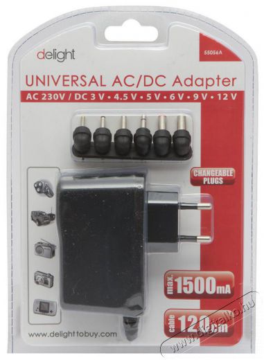 Delight DC 12V 1500mA univerzális adapter Mobil / Kommunikáció / Smart - Mobiltelefon kiegészítő / tok - Kiegészítő - 369109