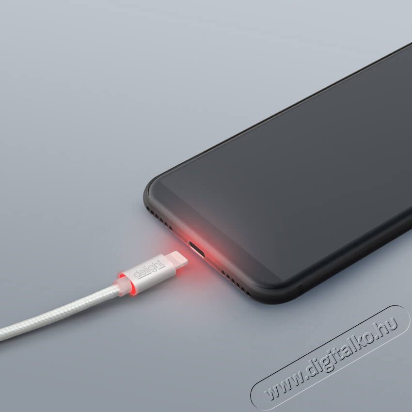 Delight iPhone Lightning 1m LED fénnyel adatkábel - fehér Mobil / Kommunikáció / Smart - Mobiltelefon kiegészítő / tok - Kábel / átalakító - 369115