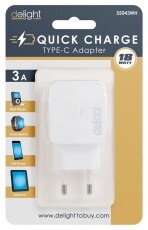 Delight 55043WH hálózati adapter Type-C PD18W gyorstöltéssel - fehér Mobil / Kommunikáció / Smart - Mobiltelefon kiegészítő / tok - Hálózati-, autós töltő - 369096