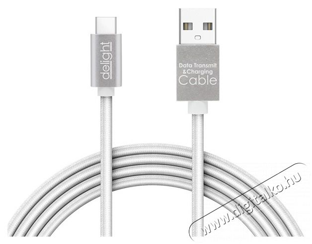 Delight LED fénnyel USB Type-C 1m fehér adatkábel Mobil / Kommunikáció / Smart - Tablet / E-book kiegészítő, tok - Kábel - 394195