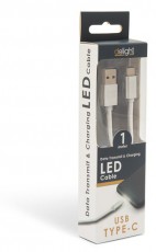 Delight LED fénnyel USB Type-C 1m fehér adatkábel Mobil / Kommunikáció / Smart - Tablet / E-book kiegészítő, tok - Kábel - 394195
