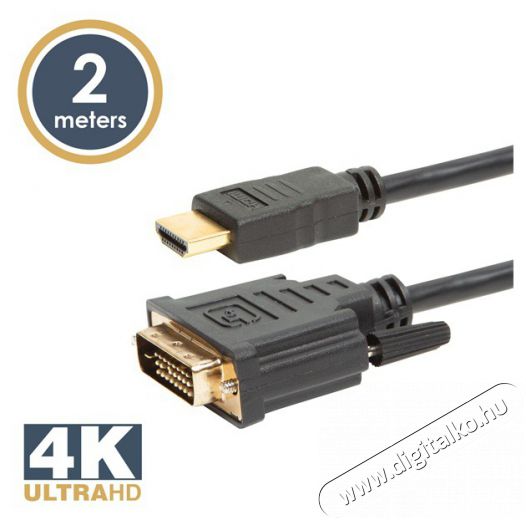 Delight 2m 4K DVI-D - HDMI kábel Tv kiegészítők - Kábel / csatlakozó - DVI-Hdmi kábel - 398514