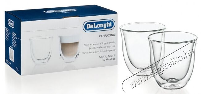 Delonghi DBWALLCAPP 2db Cappuccino üvegpohár (190 ml) Konyhai termékek - Kávéfőző / kávéörlő / kiegészítő - Kávés pohár / csésze - 303020