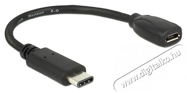 Delock 15cm USB Type-C 2.0 apa - USB 2.0 micro-B típusú anya fekete adatkábel Mobil / Kommunikáció / Smart - Mobiltelefon kiegészítő / tok - Kábel / átalakító - 387542