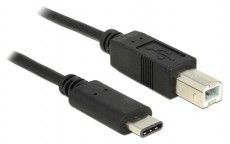 Delock 1m USB Type-C 2.0 apa - USB 2.0 B típusú apa fekete kábel Mobil / Kommunikáció / Smart - Mobiltelefon kiegészítő / tok - Kábel / átalakító - 387544