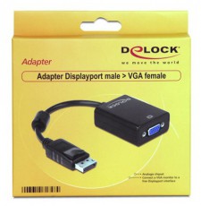 Delock 61848 fekete adapter displayport apa > VGA 15 pin anya Tv kiegészítők - Kábel / csatlakozó - Mini DisplayPort kábel - 387531