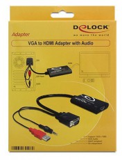 Delock 62408 VGA - HDMI adapter audióval Tv kiegészítők - Kábel / csatlakozó - Csatlakozó / elosztó / átalakító - 387663
