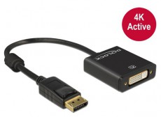 Delock 62599 Displayport 1.2 dugó > DVI hüvely 4K aktív fekete adapter Tv kiegészítők - Kábel / csatlakozó - Mini DisplayPort kábel - 387512