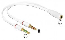 Delock 65585 1x 3.5 mm 4 tűs sztereo jack anya > 2x 3.5 mm 3tűs sztereo jack apa (iPhone) headset adapter Mobil / Kommunikáció / Smart - Mobiltelefon kiegészítő / tok - Kábel / átalakító - 387822