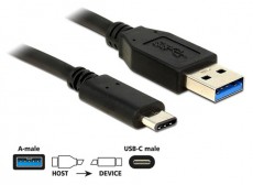 Delock 83870 USB 10 Gbps (USB 3.1 Gen 2) A > USB Type-C 1 m fekete USB kábel Iroda és számítástechnika - Egyéb számítástechnikai termék - 387947