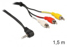 Delock 84504 sztereó jack 3.5 mm 4 pin apa forgatott > 3 x RCA apa 1,5 m kábel Tv kiegészítők - Kábel / csatlakozó - Jack-RCA kábel - 387824