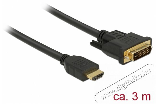 Delock 85655 HDMI - DVI 24+1 3m kétirányú kábel Tv kiegészítők - Kábel / csatlakozó - DVI-Hdmi kábel - 387961