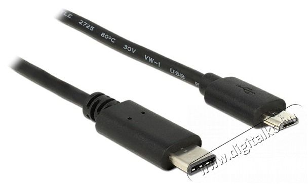 Delock 1m USB Type-C 2.0 apa - USB 2.0 micro-B típusú apa fekete kábel Iroda és számítástechnika - Számítógép tartozék - USB kábel - 398256