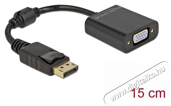 Delock 61006 DisplayPort 1.2 apa - VGA anya passzív fekete adapter Tv kiegészítők - Kábel / csatlakozó - Csatlakozó / elosztó / átalakító - 398244