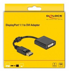 Delock 61008 DisplayPort 1.1 apa - DVI anya passzív fekete adapter Tv kiegészítők - Kábel / csatlakozó - Csatlakozó / elosztó / átalakító - 398245