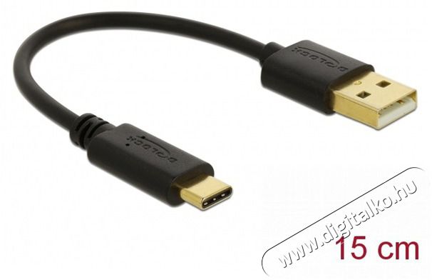 Delock 85354 15cm 3A USB-A - USB-C töltőkábel Mobil / Kommunikáció / Smart - Mobiltelefon kiegészítő / tok - Kábel / átalakító - 398260