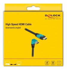 Delock 86991 1m High Speed HDMI 48Gbps apa egyenes - apa 90°-ban lefelé hajlított kábel Tv kiegészítők - Kábel / csatlakozó - Hdmi kábel - 398241