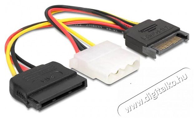 Delock 65235 15 tűs SATA (apa) – 4 tűs Molex (anya) + 15 tűs SATA (anya) hálózati kábel Iroda és számítástechnika - Számítógép tartozék - Hálózati kábel - 387876