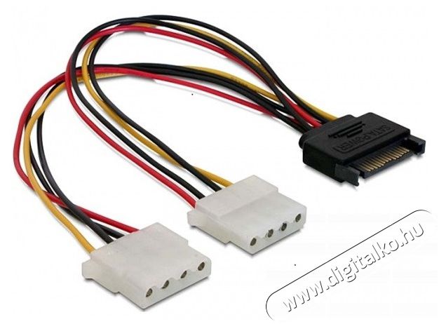Delock 65159 15 tűs SATA (apa) – 2 db 4 tűs Molex (anya) 20 cm hálózati kábel Iroda és számítástechnika - Egyéb számítástechnikai termék - 387883