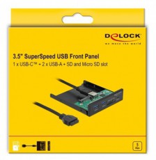Delock 64058 1xUSB-C 3.2/2xUSB-A + SD/MicroSD 3,5" beépíthető kártyaolvasó Iroda és számítástechnika - Egyéb számítástechnikai termék - 408263