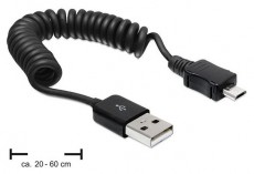 Delock 83162 USB 2.0-A apa > Micro USB-B apa spirál kábel Iroda és számítástechnika - Számítógép tartozék - USB kábel - 410160