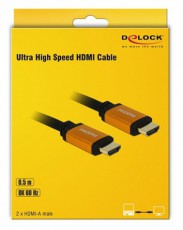 Delock 85726 0,5m/60Hz/48 Gbps/8K/ultra nagy sebességű HDMI kábel Tv kiegészítők - Kábel / csatlakozó - Hdmi kábel - 406491