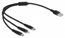 Delock 87152 30cm 3 az 1-ben USB-A - Lightning/MicroUSB/USB-C töltő kábel Tv kiegészítők - Kábel / csatlakozó - USB kábel - 408130