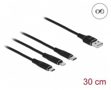 Delock 87152 30cm 3 az 1-ben USB-A - Lightning/MicroUSB/USB-C töltő kábel Tv kiegészítők - Kábel / csatlakozó - USB kábel - 408130