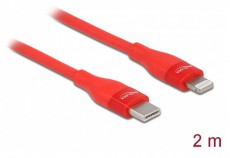 Delock 86635 2m USB-C - Lightning iPhone/iPad/iPod kompatibilis piros MFi adat- és töltőkábel Mobil / Kommunikáció / Smart - Mobiltelefon kiegészítő / tok - Kábel / átalakító - 428609